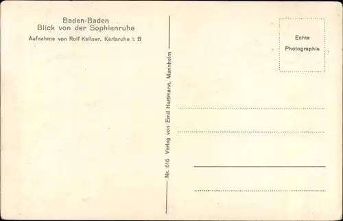 Ak Baden Baden im Stadtkreis Baden Württemberg, Gesamtansicht, Sophienruhe