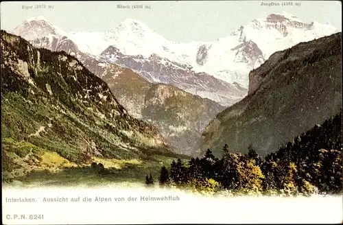Ak Interlaken Kanton Bern Schweiz, Alpen, Jungfrau, Mönch, Eiger