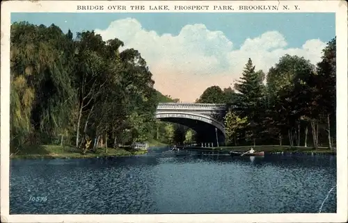 Ak Brooklyn New York City USA, bridge over the lake, Prospect Park