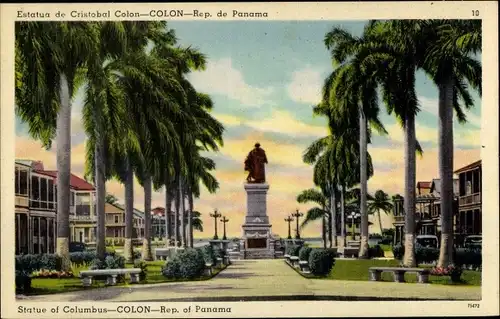 Ak Panama, Statue von Kolumbus