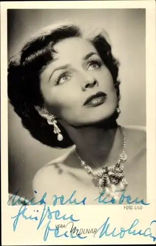 Ak Schauspielerin Vera Molnar, Portrait, Autogramm