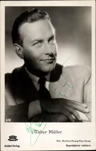 Ak Schauspieler Walter Müller Portrait, Autogramm