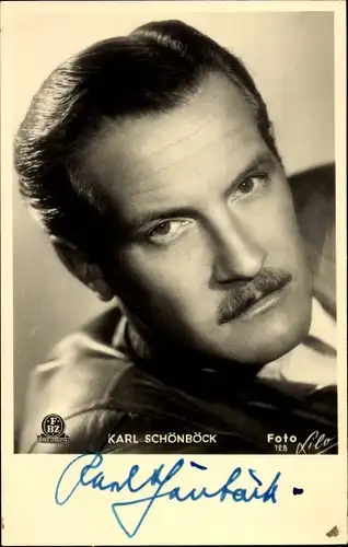 Ak Schauspieler Karl Schönböck, Portrait, Autogramm