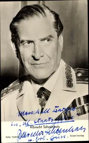 Ak Schauspieler Albrecht Schoenhals, Portrait in Uniform, Autogramm