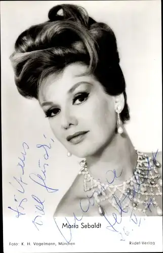 Ak Schauspielerin Maria Sebaldt, Portrait, Autogramm, Kette