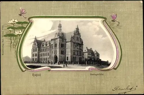 Jugendstil Passepartout Ak Krefeld am Niederrhein, Amtsgericht