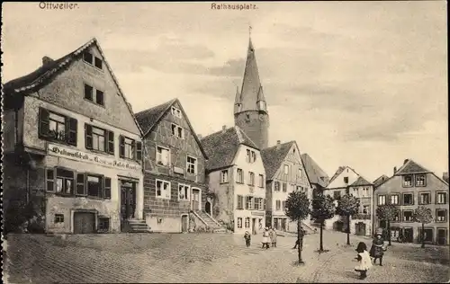 Ak Ottweiler im Saarland, Rathausplatz
