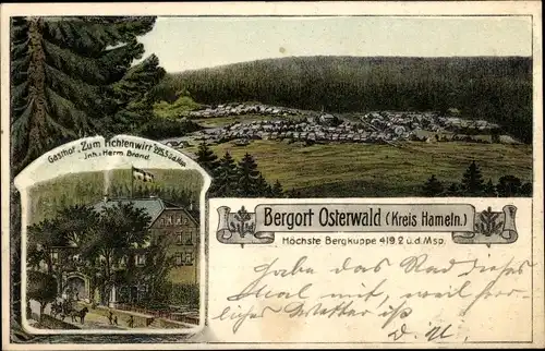 Ak Osterwald Salzhemmendorf Niedersachsen, Panorama, Gasthof Zum Fichtenwirt