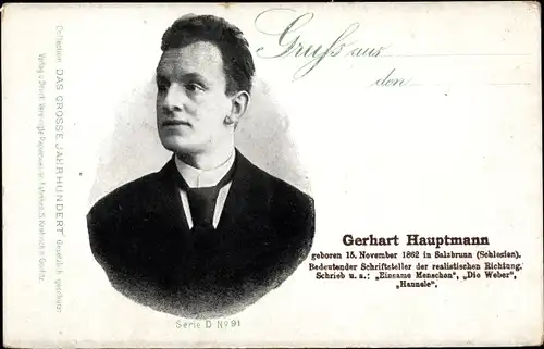 Ak Gerhart Hauptmann, Schriftsteller, Die Weber, Portrait, Reklame, Esser's Seifenpulver
