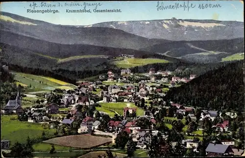 Ak Karpacz Krummhübel Riesengebirge Schlesien, Panorama, Schneekoppe