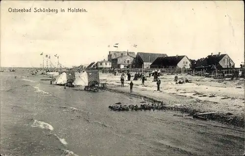 Ak Ostseebad Schönberg in Holstein, Strandpartie, Brücke