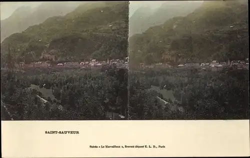 Stereo Ak Saint Sauveur Frankreich, Gesamtansicht