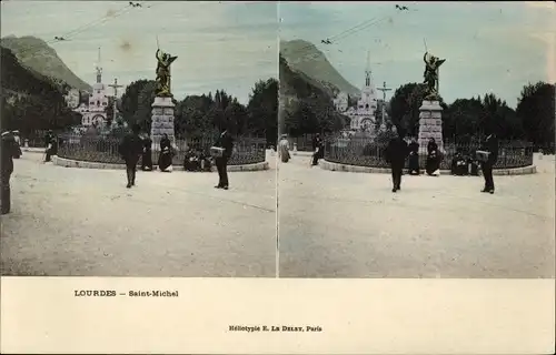 Stereo Ak Lourdes Hautes Pyrénées, Saint-Michel, Denkmal