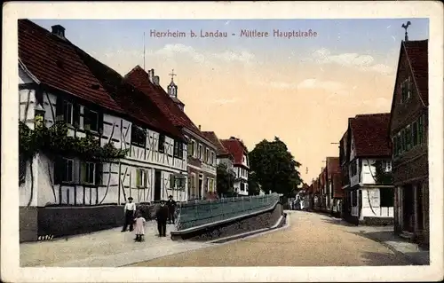 Ak Herxheim bei Landau in der Pfalz, Mittlere Hauptstraße