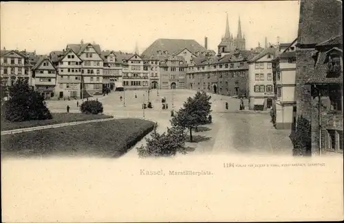 Ak Kassel in Hessen, Blick auf den Marställerplatz, Kirche im Hintergrund