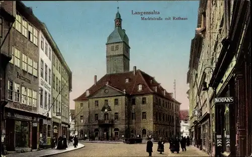 Ak Bad Langensalza in Thüringen, Marktstraße, Rathaus