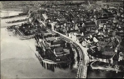 Ak Konstanz, Fliegeraufnahme aus dem Ballon des Grafen Zeppelin, Brücke
