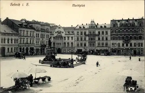 Ak Sebnitz in Sachsen, Marktplatz, Hotel