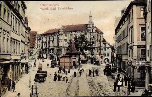 Ak Pforzheim im Schwarzwald, Westliche Karl Friedrichstraße