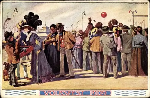 Künstler Ak Dotzler, Carl, Nürnberg, Volksfest 1909