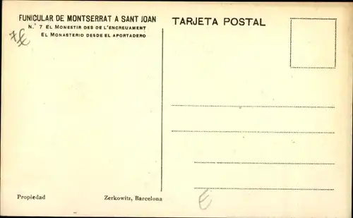 Ak Montserrat Katalonien, Standseilbahn nach Sant Joan, Kloster