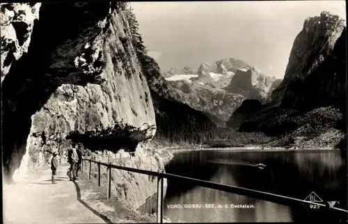 Ak Gosau in Oberösterreich, Vord. Gosau See mit dem Dachstein