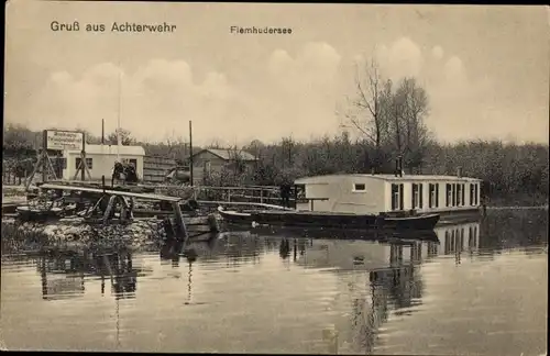 Ak Achterwehr in Holstein, Flemhudersee, Steg, Bootshaus