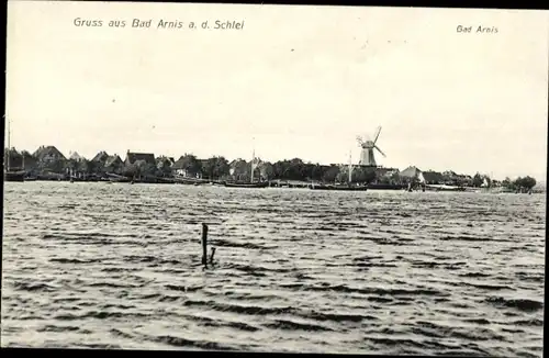 Ak Bad Arnis an der Schlei, Panorama, Windmühle