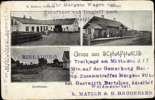 Ak Frydendal Fårhus Schafhaus Dänemark, Dorfstraße, Bahnhof, Gasthaus