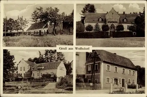 Ak Wilkowice Wolfsdorf Schlesien, Schloss, Försterei, Schule, Geschäft von Zenker
