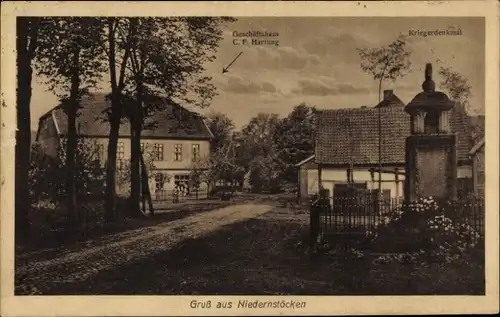 Ak Niedernstöcken Neustadt am Rübenberge, Kriegerdenkmal, Geschäftshaus