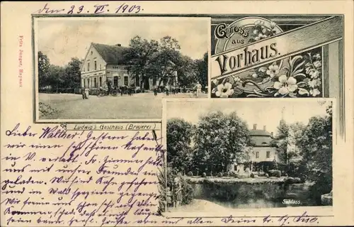 Ak Jaroszówka Vorhaus Schlesien, Schloss, Ludwig's Gasthaus, Brauerei