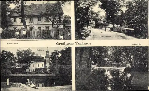 Ak Jaroszówka Vorhaus Schlesien, Schloss, Park, Dorfstraße, Warenhaus