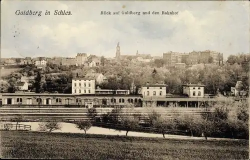 Ak Złotoryja Goldberg Schlesien, Bahnhof