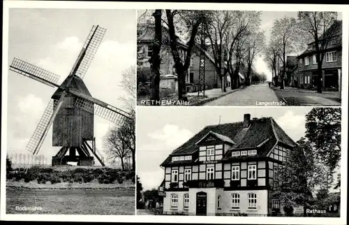 Ak Rethem an der Aller, Bockmühle, Langestraße, Rathaus