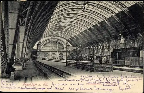 Ak Frankfurt am Main, Hauptbahnhof, Perronhalle