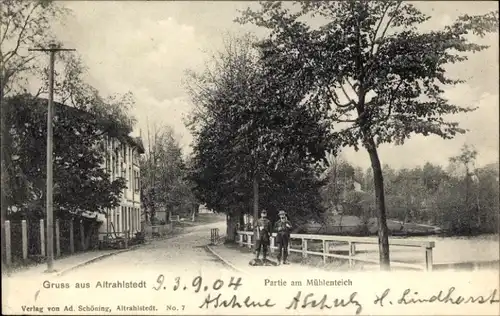 Ak Hamburg Wandsbek Rahlstedt Altrahlstedt, Straßenpartie am Mühlenteich