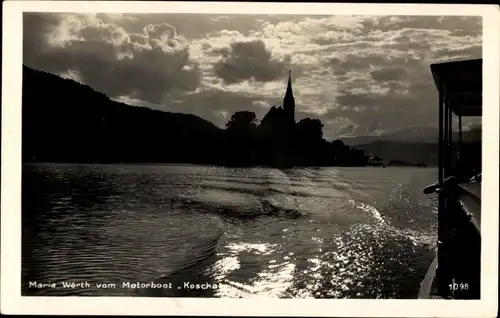 Ak Maria Wörth am Wörthersee Kärnten, Blick vom Motorboot