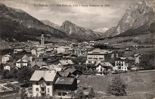 Ak Cortina d'Ampezzo Veneto, Gesamtansicht, Col Rosa, Punta Fiammes