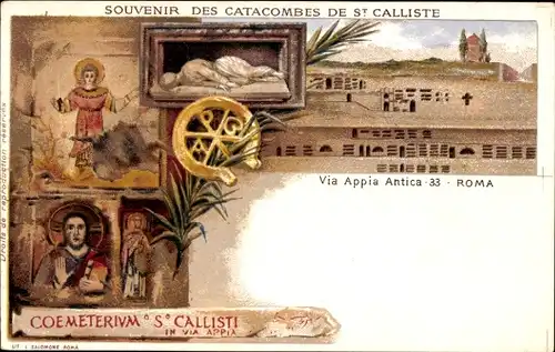 Künstler Litho Roma Rom Lazio, Catacombe di San Callisto, Via Appia, Calixtus Katakombe