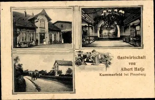 Ak Kummerfeld in Schleswig Holstein, Gastwirtschaft Albert Hatje, Festsaal