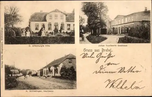 Ak Brebel Süderbrarup in Schleswig Holstein, Villa Altenburg, Gasthaus Julius Truelsen, Kaufmann