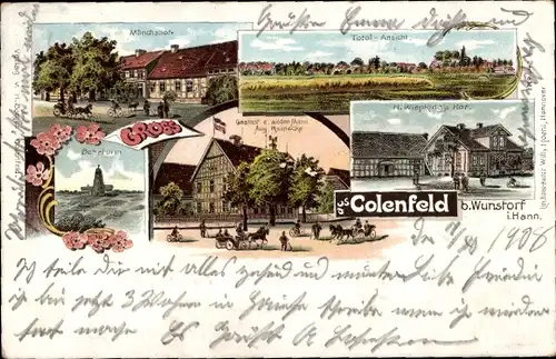 Litho Colenfeld Kolenfeld Wunstorf in Niedersachsen, Gasthof zum wilden Mann, Mönchshof