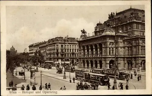 Ak Wien 1 Innere Stadt, Hofoper, Opernring, Straßenbahnen