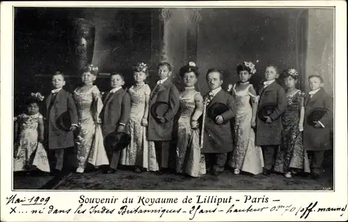 Ak Paris, Souvenir du Royaume de Liliput, Famille Scheuer, Liliputaner