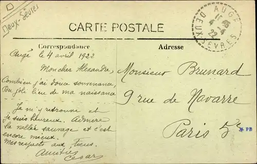 Ak Augé Deux Sèvres, Vue générale