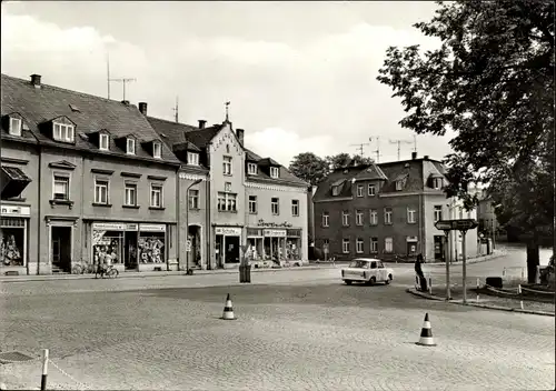 Ak Eibenstock im Erzgebirge Sachsen, Karl Marx Platz, Trabant, Kinderbekleidung, Schuhe, Drogerie