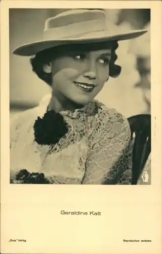 Ak Schauspielerin Geraldine Katt, Portrait mit Hut, Ross Verlag 9883 1