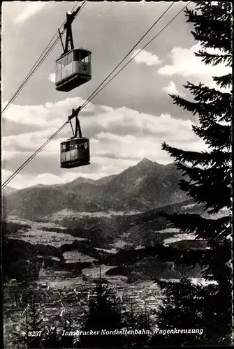 Ak Innsbruck in Tirol, Innsbrucker Nordkettenbahn, Wagenkreuzung
