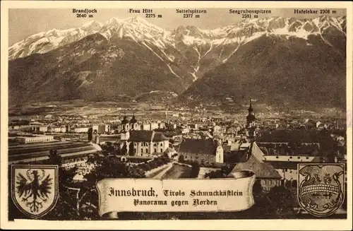 Wappen Ak Innsbruck in Tirol, Panorama gegen Norden
